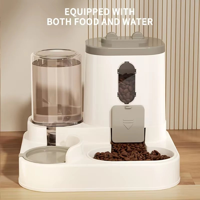 The Purr-fect 2-in-1 Cat Food and Water Dispenser: Keep Your Furry Friend Happy and Hydrated!