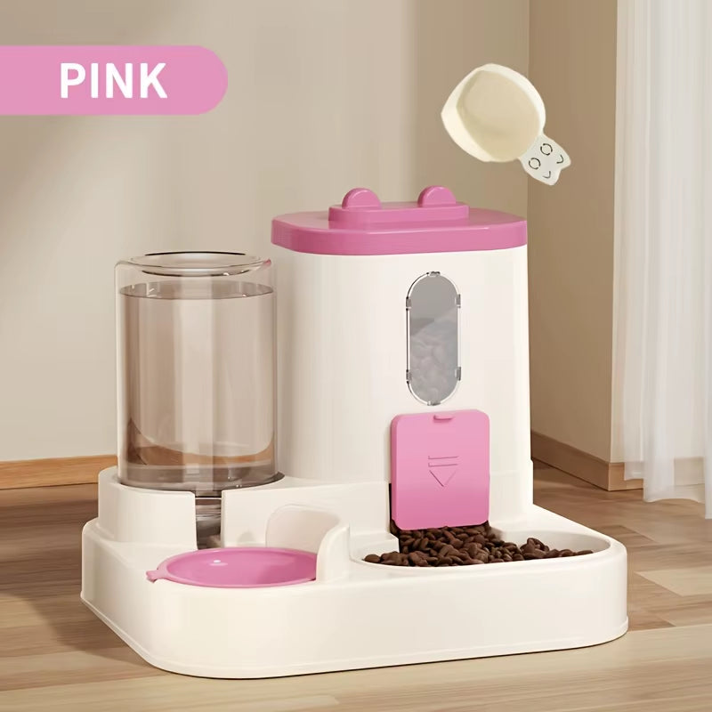 The Purr-fect 2-in-1 Cat Food and Water Dispenser: Keep Your Furry Friend Happy and Hydrated!