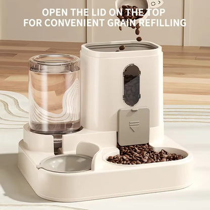 The Purr-fect 2-in-1 Cat Food and Water Dispenser: Keep Your Furry Friend Happy and Hydrated!