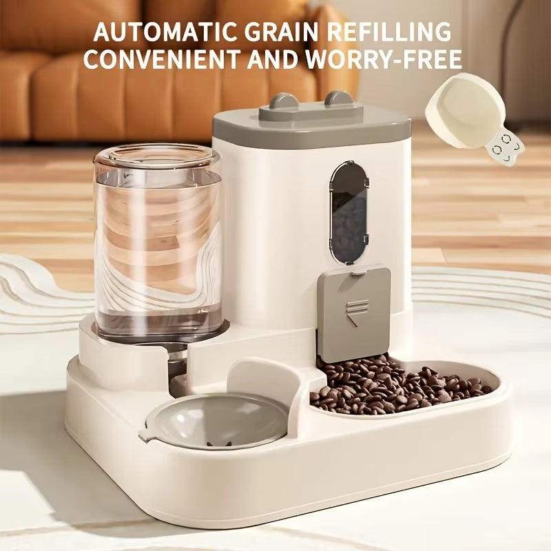 The Purr-fect 2-in-1 Cat Food and Water Dispenser: Keep Your Furry Friend Happy and Hydrated!